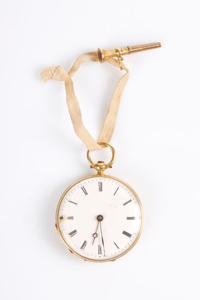 Petite montre de poche en or, clé en or et...