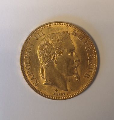 1 monnaie en or: 100 FF 1869 BB
