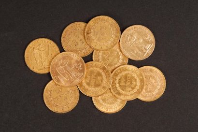 11 monnaies en or: 20 FF Génie IIIe Rép