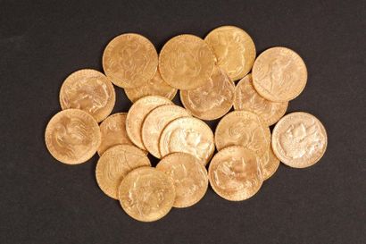 20 monnaies en or: 20 FF coq