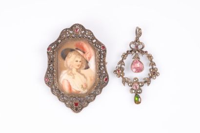 2 bijoux en argent du XIXème siècle: broche...