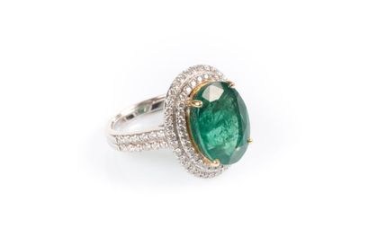 Importante bague en or de deux tons sertie...