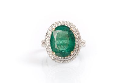 Importante bague en or de deux tons sertie...