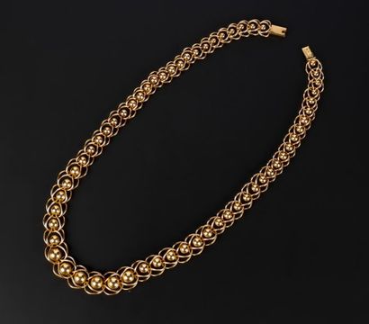 Collier en or rose en chute ornée de boules...