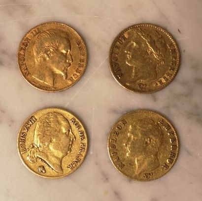 4 monnaies en or: 20 FF 1811 A, an 13 A,...