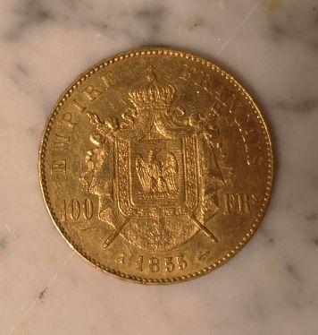 1 monnaie en or: 100 FF 1855 A