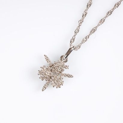 Pendentif en or blanc représentant 3 fleurs...