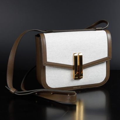 DEMELLIER. Sac en toile et cuir vert, modèle...