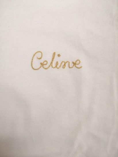CELINE. T-shirt en coton blanc, broderie...