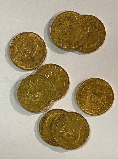 8 monnaies en or: 20 FF Napoléon III