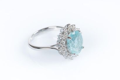 Bague en or gris sertie d'une tourmaline...