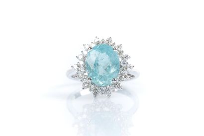 Bague en or gris sertie d'une tourmaline...