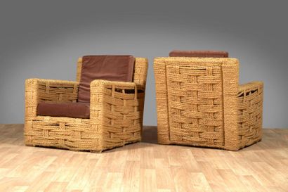 AUDOUX-MINET (XX) 
Paire de fauteuils en...