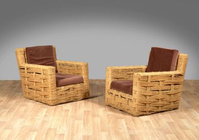 AUDOUX-MINET (XX) 
Paire de fauteuils en...