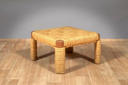 AUDOUX-MINET (XX) 
Tabouret en cordage tressé,...
