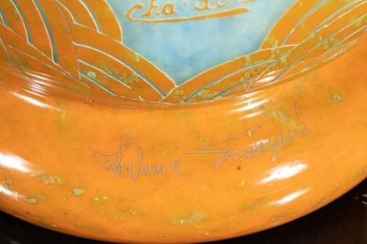 CHARDER - LE VERRE FRANCAIS. Grand vase ovoïde...