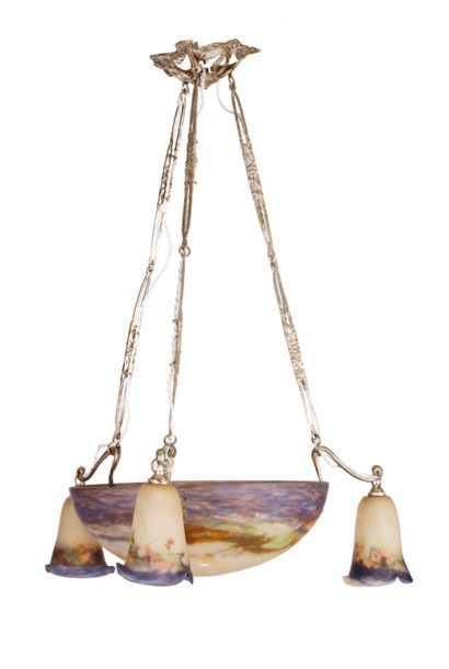 MULLER FRERES LUNEVILLE. Lustre en métal...