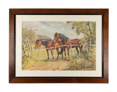 Jacques CARTIER (1907-2001)
Deux chevaux
Aquarelle....