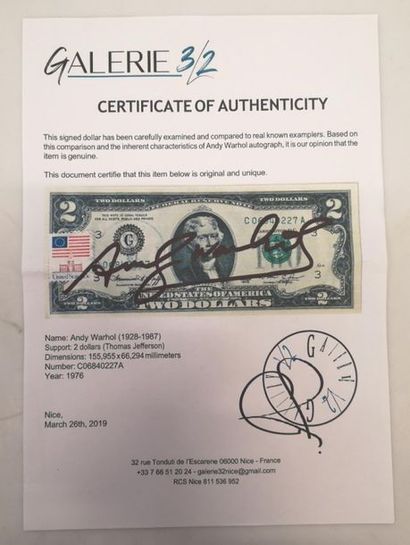 Andy WARHOL (1928-1987) 
2 Dollars Jefferson,...