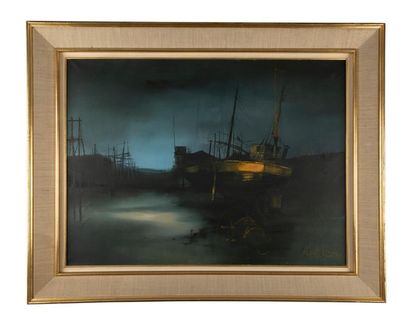 Albert DEMAN (1929-1996)
Bateaux au port
Huile...