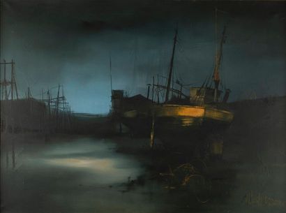 Albert DEMAN (1929-1996)
Bateaux au port
Huile...