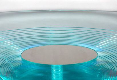 Grande table de salle à manger ovale en verre,...