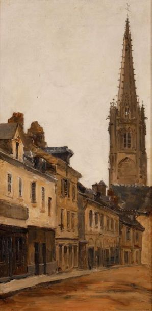 FRANK-BOGGS (1855-1926)
Vue de Harfleur 
Huile...