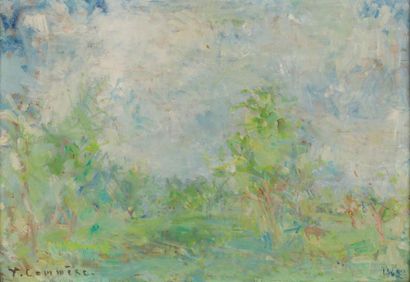 Jean COMMERE (1920-1986) 
Arbres au printemps
Huile...