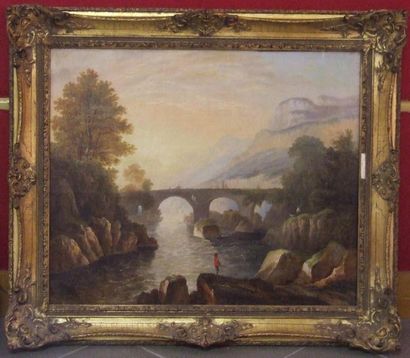 Ecole française du XIXème siècle 
Paysage...