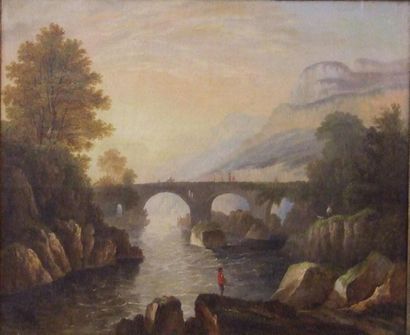 Ecole française du XIXème siècle 
Paysage...
