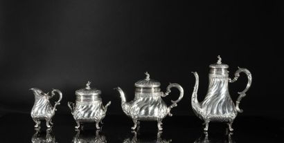Service à thé et café en argent, modèle balustre...