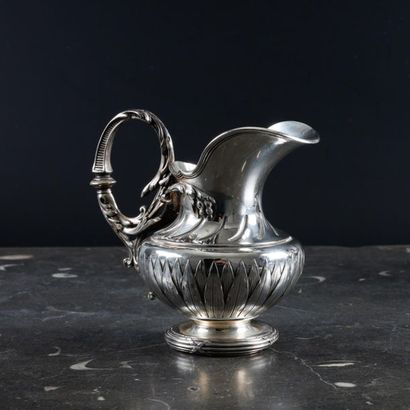 Théière et pot à lait balustre en argent,...
