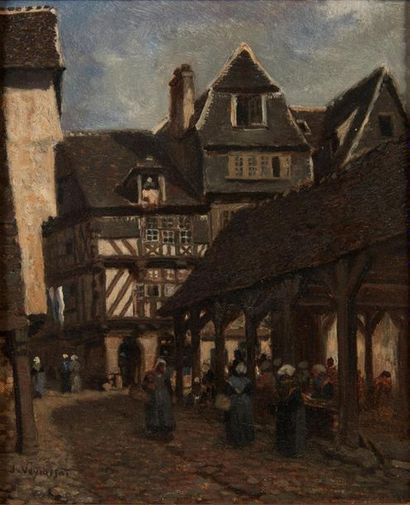 Jules VEYRASSAT (1828-1893) 
Marché en Bretagne...