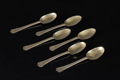 Exceptionnelle série de six petites cuillers...