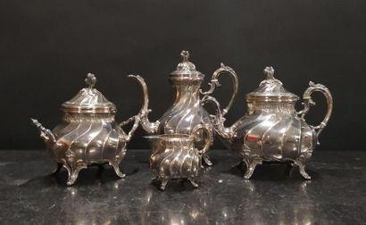 Service à thé et café en argent, modèle balustre...