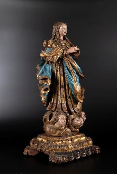 Vierge de l'Assomption en bois sculpté en...