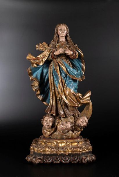 Vierge de l'Assomption en bois sculpté en...