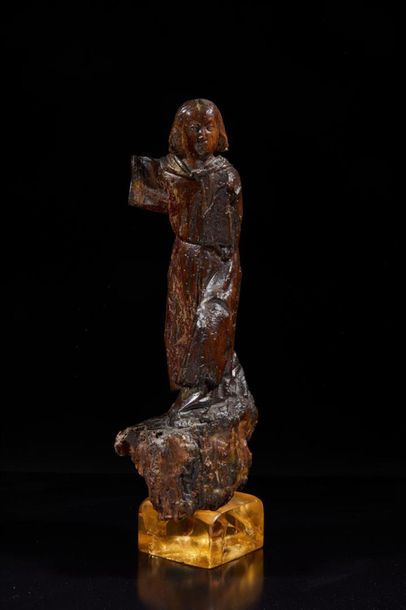 Ange de l'Annonciation en noyer sculpté en...
