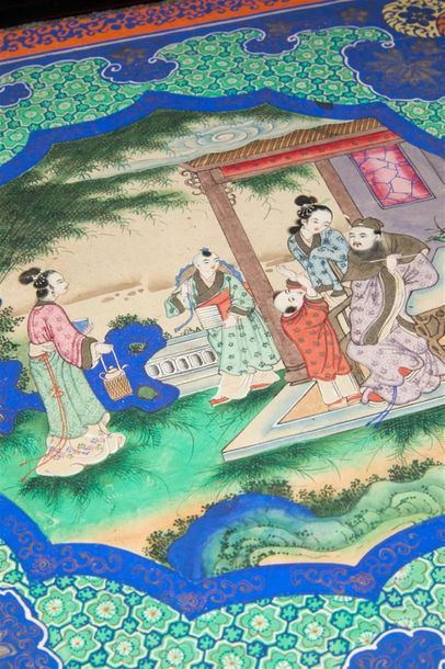 CHINE - CANTON, fin du XIXème siècle. 
Châle...