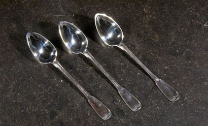 Série de trois cuillers de service en argent...