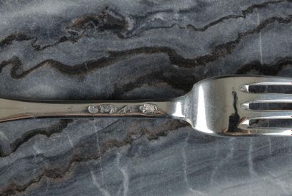 Couvert en argent uni plat. Nantes, 1740-41....
