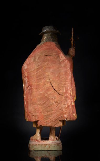 Saint Jacques en bois sculpté, polychromé...