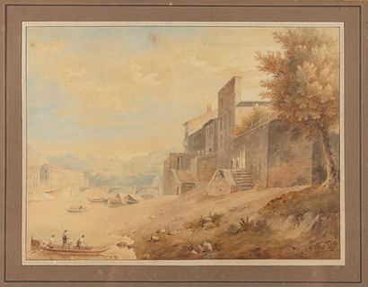 Christian BRUNE (1793-1849)
Bord de rivière...