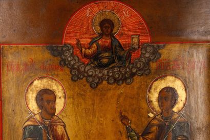 Icône: Deux saints martyrs avec le Christ...