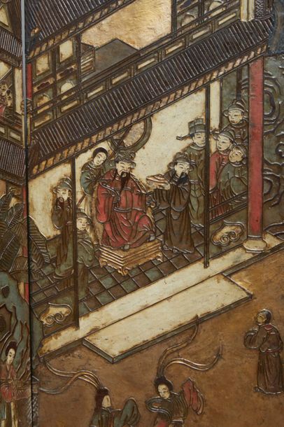 CHINE - XIXe siècle
Paravent à six feuilles...