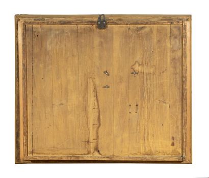Tableau pendule: personnage devant un village,...