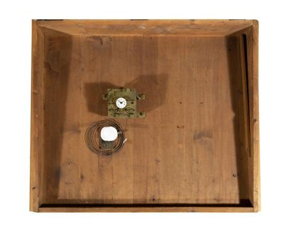 Tableau pendule: personnage devant un village,...
