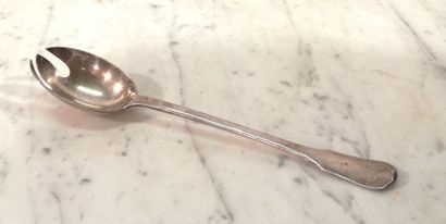 Couvert à salade en argent uni. 252 g, 25,5...