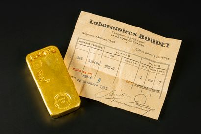 1 lingot d'or numéroté 158404 avec son bulletin...