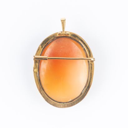 Broche pendentif en or sertie d'un camée...